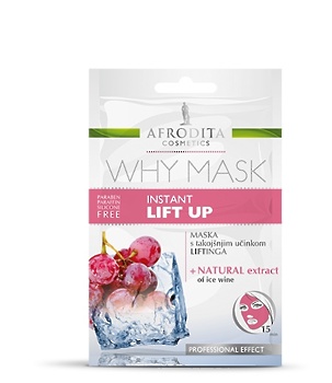 Why maska instant lift. Naravni izvleček ledenega vina zagotavlja lifting kožo, jo napolni z novo energijo, jo napne in zmanjša videz gub. Foto: afroditacosmetic.com